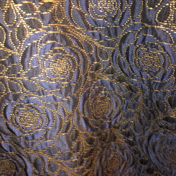 Zara Basic Blouse Blue & Gold Floral Dressy Top - Picture 5 of 9